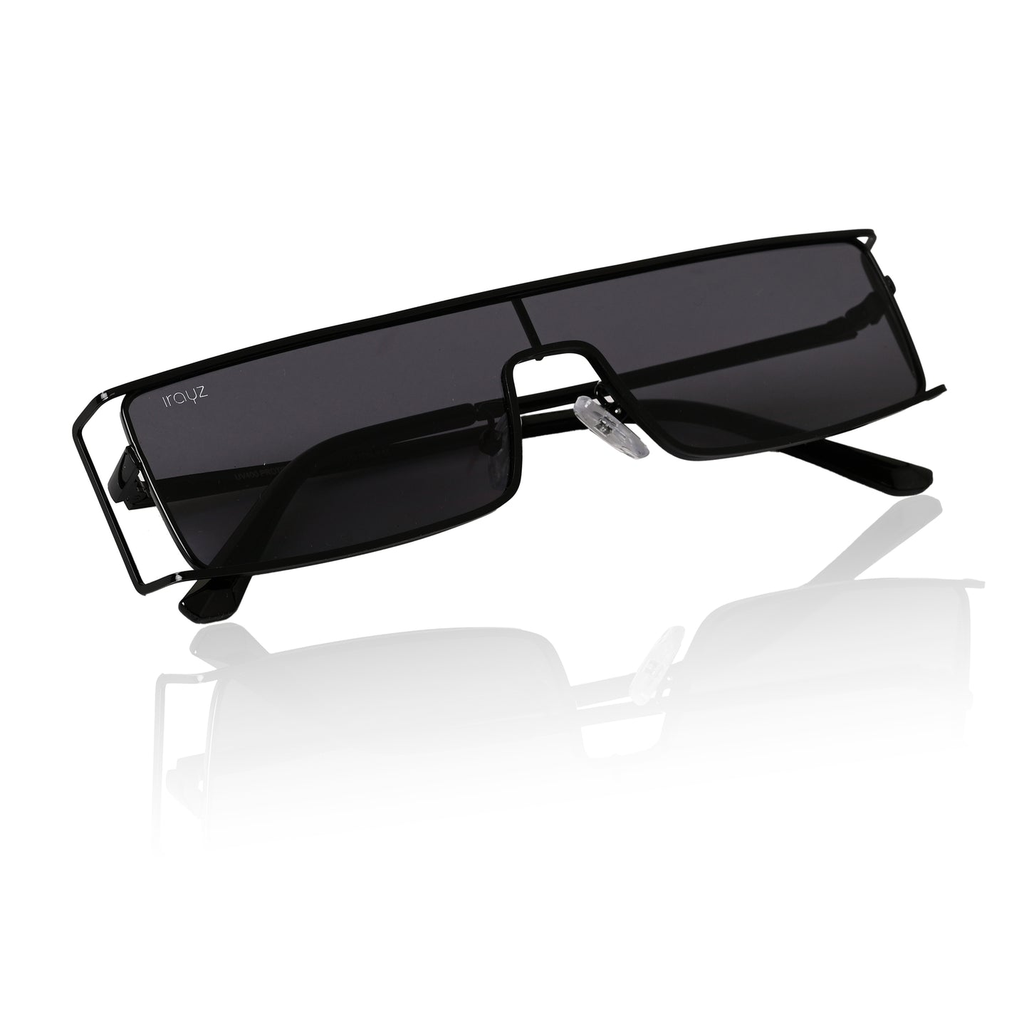 Retro Rectangular Rimless-Style Sunglasses for Men and Women (Black)