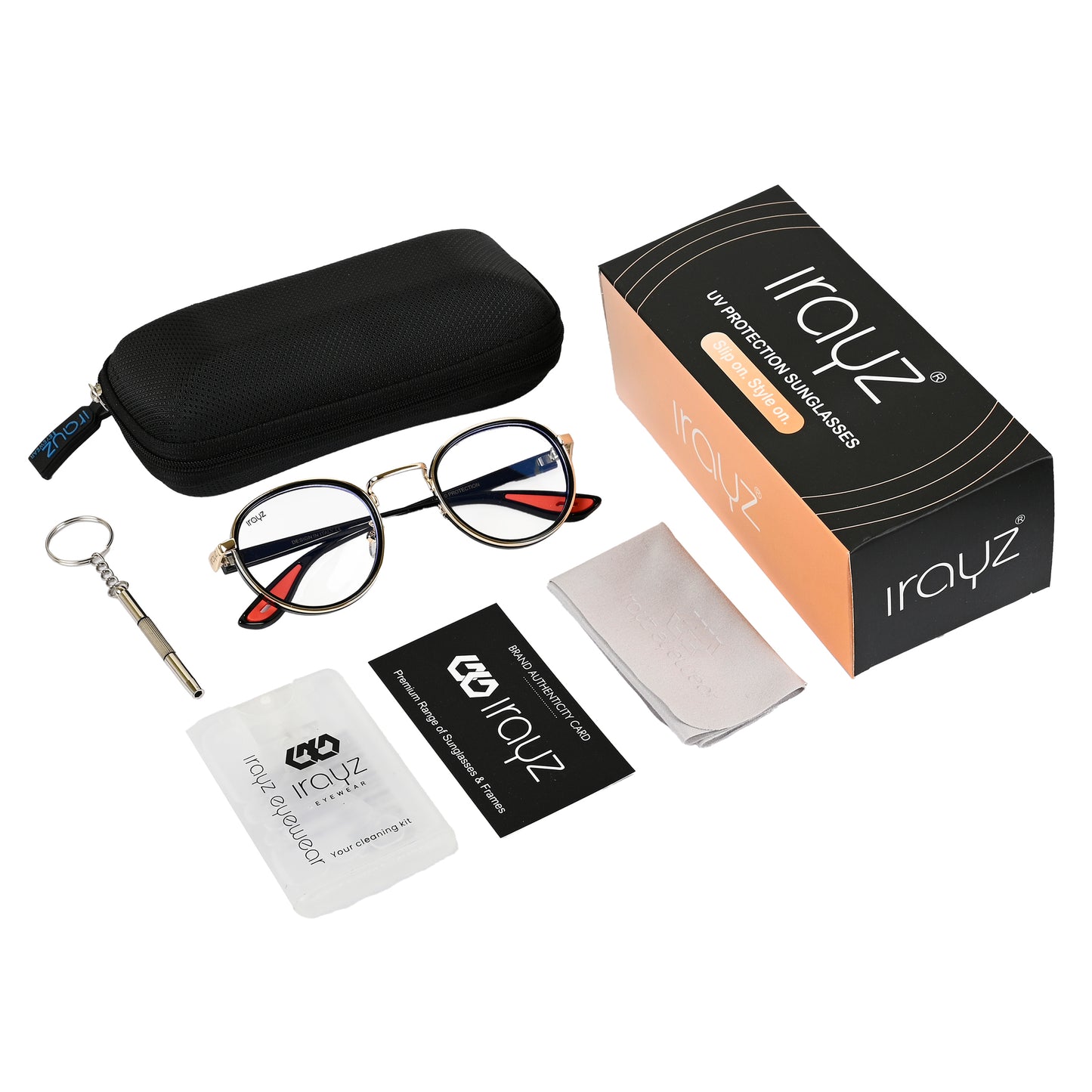 Irayz Round Sunglasses | Premium UV400 Protection - Gold Clear