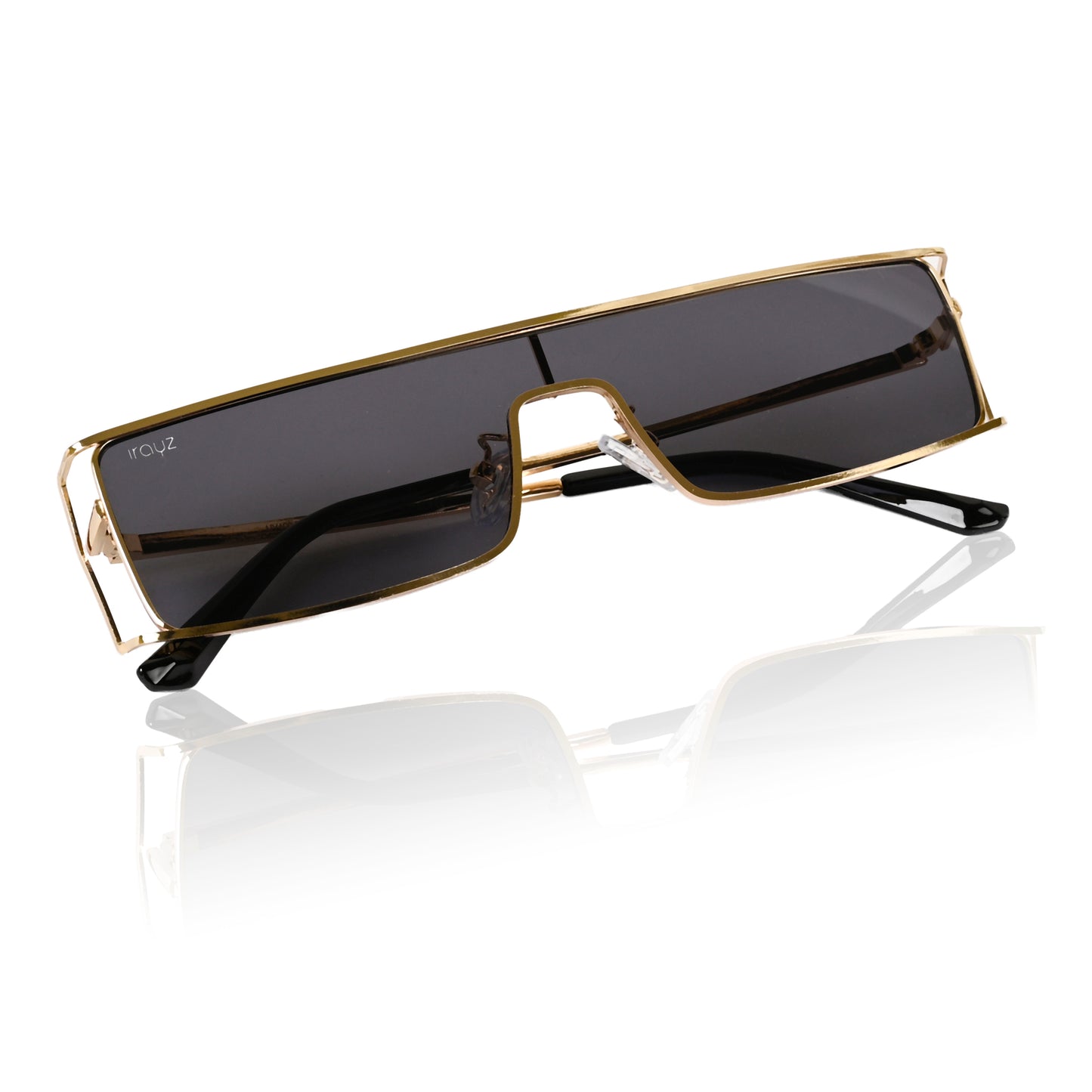 Retro Rectangular Rimless-Style Sunglasses for Men and Women (Gold)