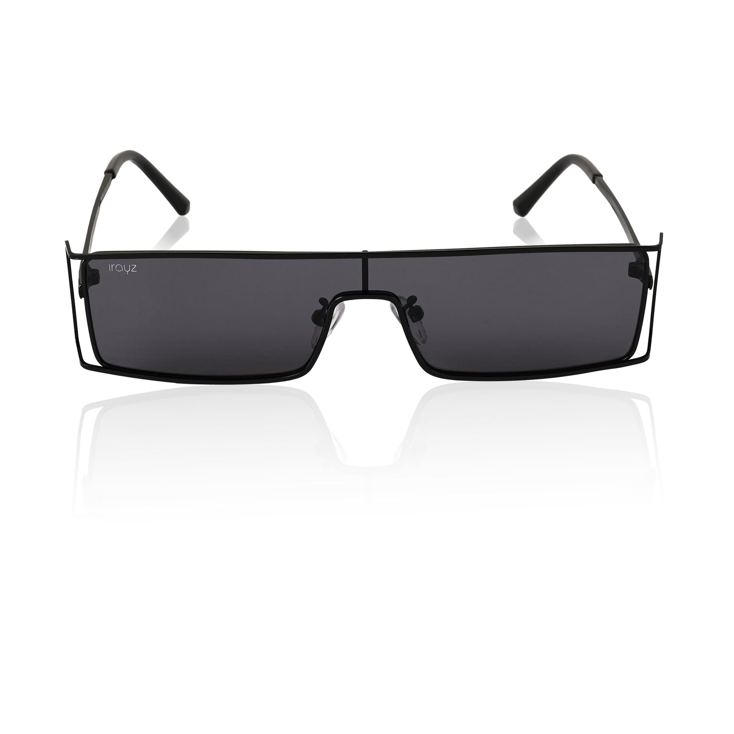 Retro Rectangular Rimless-Style Sunglasses for Men and Women (Black)