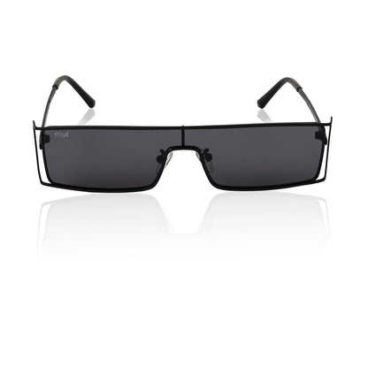 Retro Rectangular Rimless-Style Sunglasses for Men and Women (Black)