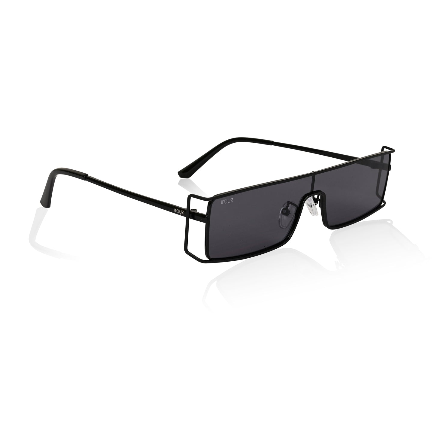 Retro Rectangular Rimless-Style Sunglasses for Men and Women (Black)