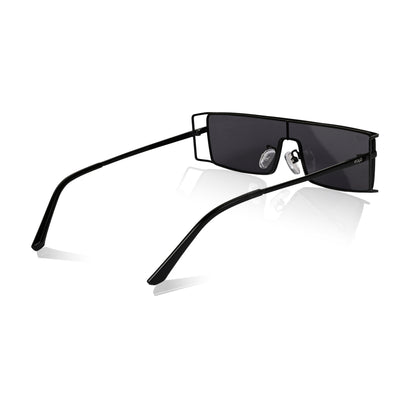 Retro Rectangular Rimless-Style Sunglasses for Men and Women (Black)