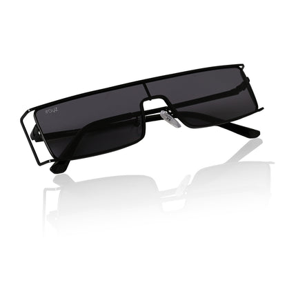 Retro Rectangular Rimless-Style Sunglasses for Men and Women (Black)