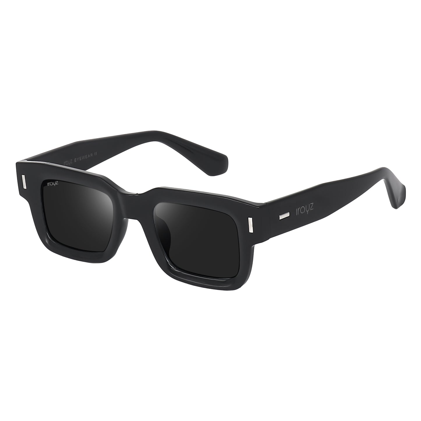 Irayz Premium Rectangular Sunglasses for Men | Stylish Full Frame Fashion Eyewear - Black