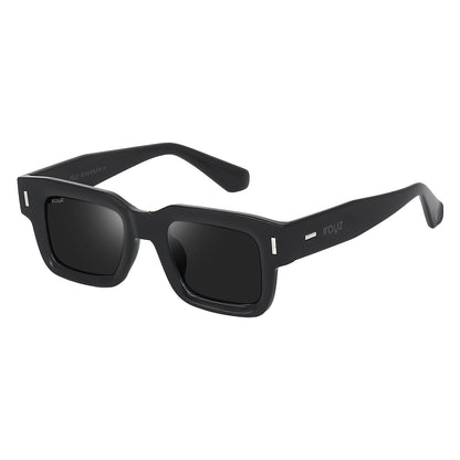 Irayz Premium Rectangular Sunglasses for Men | Stylish Full Frame Fashion Eyewear - Black