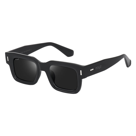 Irayz Premium Rectangular Sunglasses for Men | Stylish Full Frame Fashion Eyewear - Black
