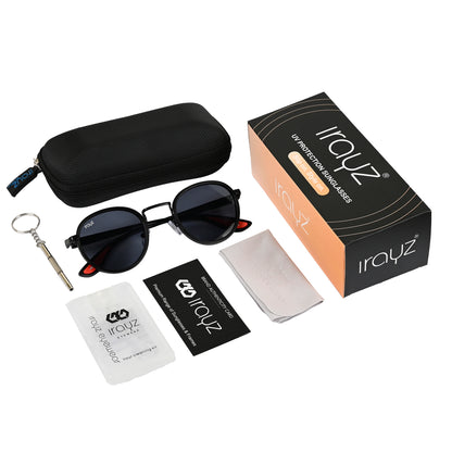 Irayz Round Sunglasses | Premium UV400 Protection - Black
