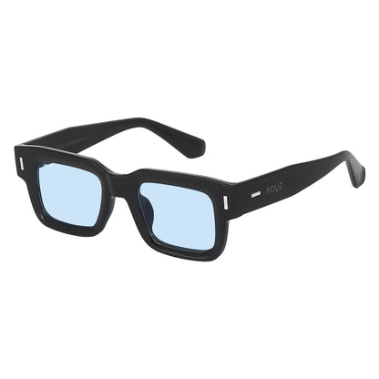 Irayz Premium Rectangular Sunglasses for Men | Stylish Full Frame Fashion Eyewear - Black Blue