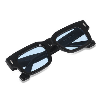 Irayz Premium Rectangular Sunglasses for Men | Stylish Full Frame Fashion Eyewear - Black Blue