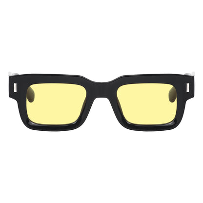Irayz Premium Rectangular Sunglasses for Men | Stylish Full Frame Fashion Eyewear - Black Yellow