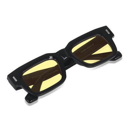 Irayz Premium Rectangular Sunglasses for Men | Stylish Full Frame Fashion Eyewear - Black Yellow