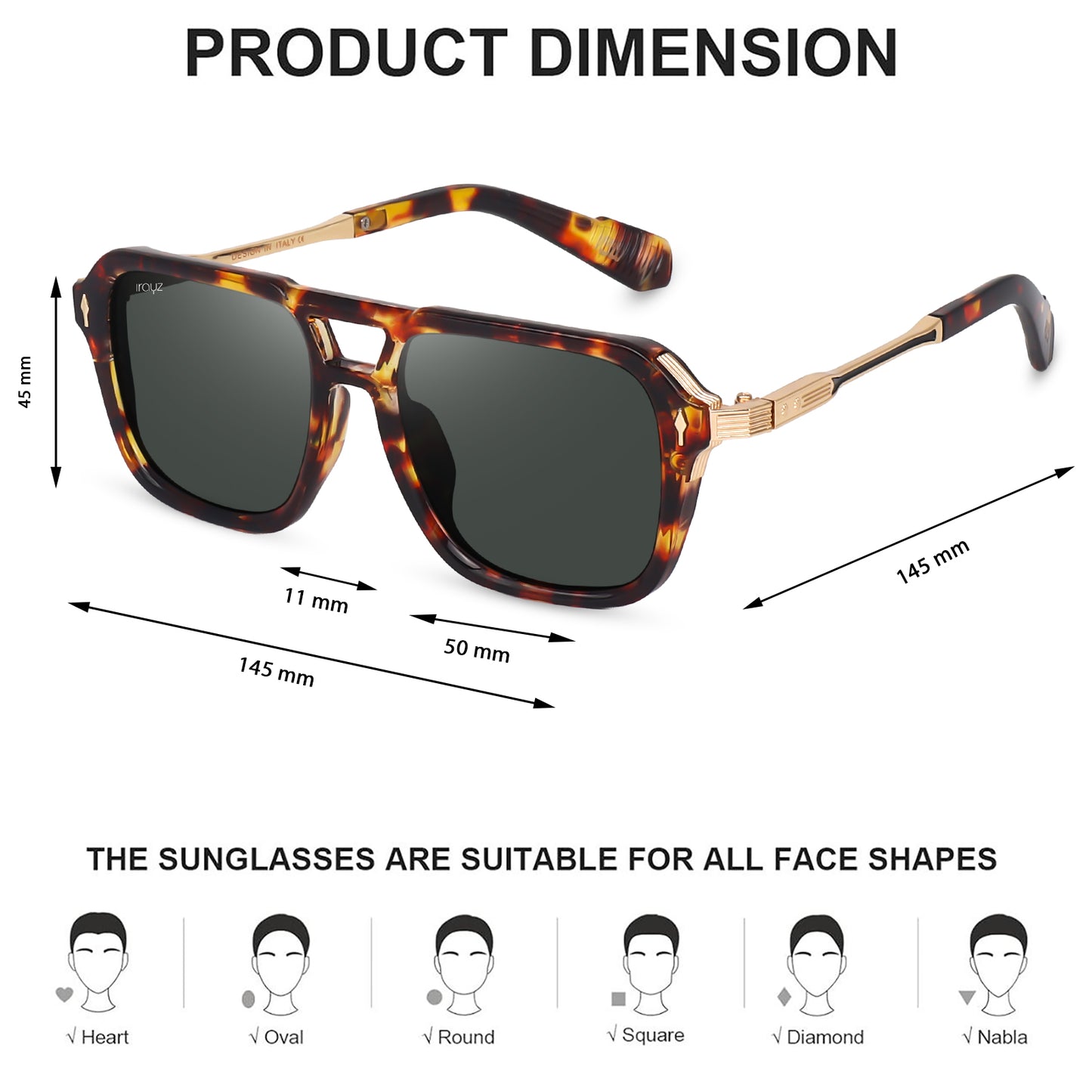 Irayz Premium Rectangular Sunglasses for Men | Stylish Full Frame Fashion Eyewear