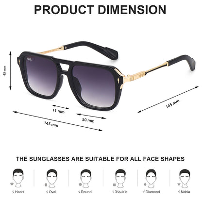 Irayz Premium Rectangular Sunglasses for Men | Stylish Full Frame Fashion Eyewear