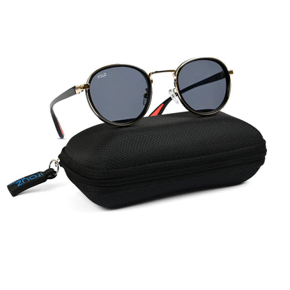 Irayz Round Sunglasses | Premium UV400 Protection - Gold Black