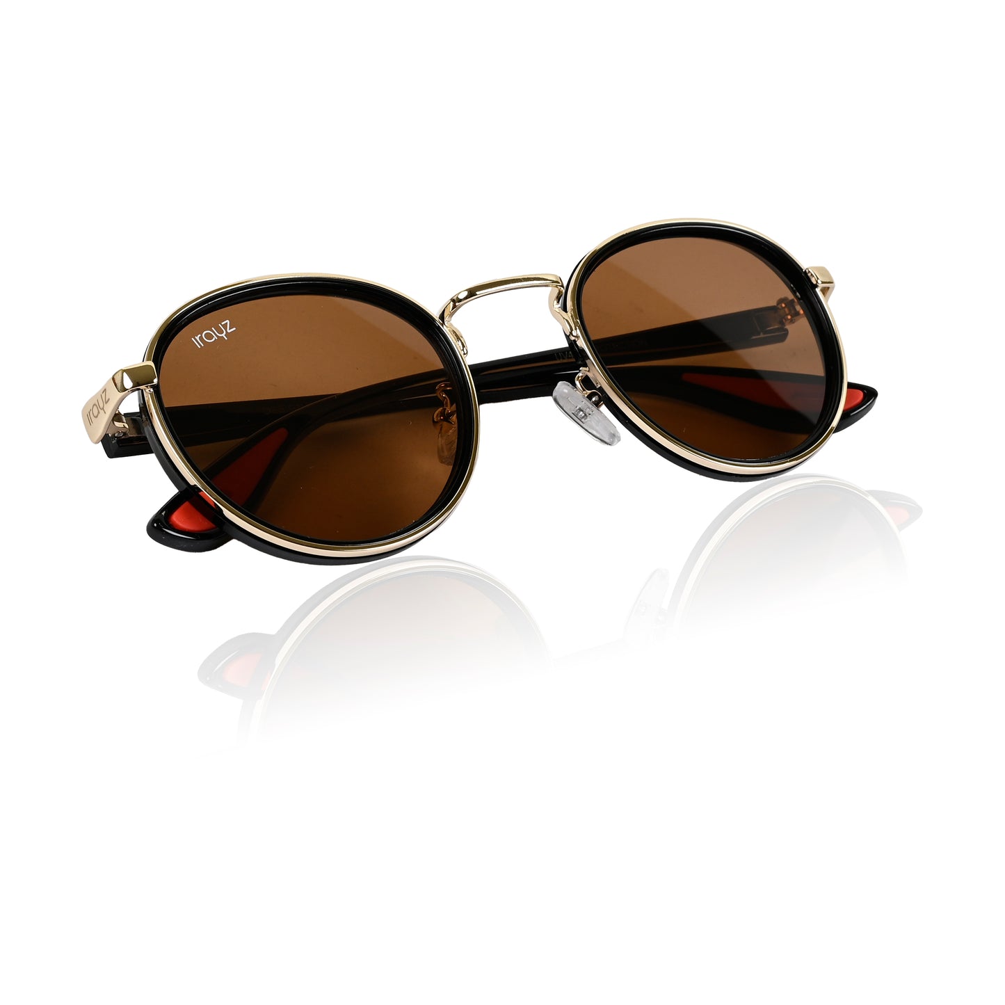 Irayz Round Sunglasses | Premium UV400 Protection - Gold Brown