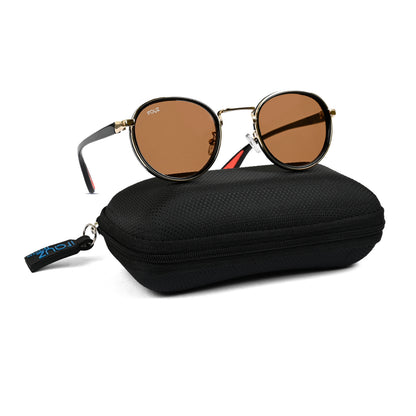 Irayz Round Sunglasses | Premium UV400 Protection - Gold Brown