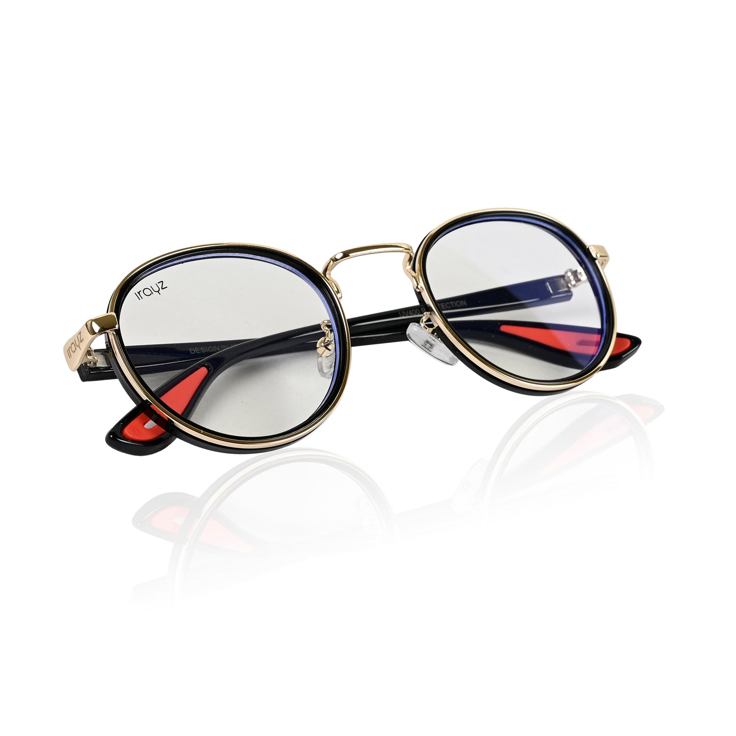 Irayz Round Sunglasses | Premium UV400 Protection - Gold Clear