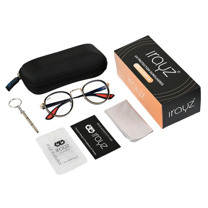 Irayz Round Sunglasses | Premium UV400 Protection - Gold Clear