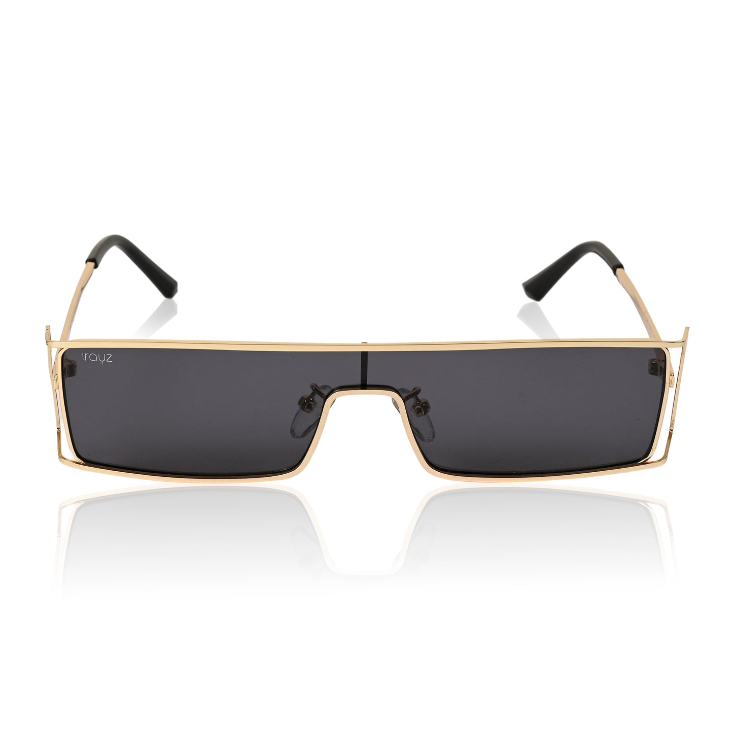 Retro Rectangular Rimless-Style Sunglasses for Men and Women (Gold)