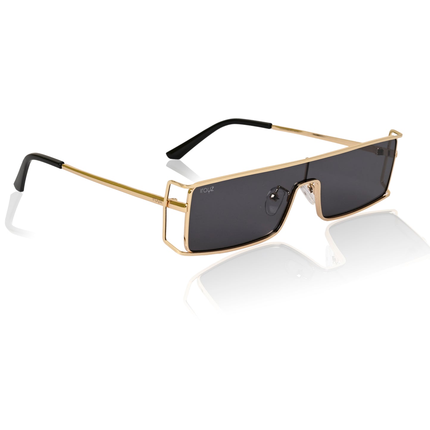 Retro Rectangular Rimless-Style Sunglasses for Men and Women (Gold)