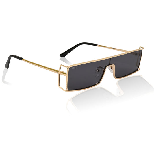Retro Rectangular Rimless-Style Sunglasses for Men and Women (Gold)
