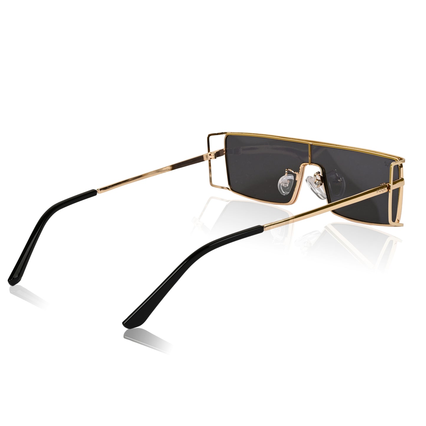 Retro Rectangular Rimless-Style Sunglasses for Men and Women (Gold)