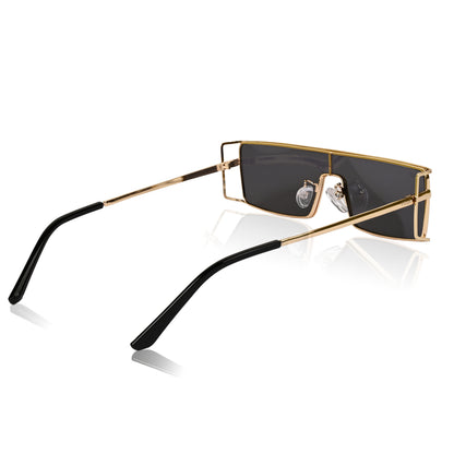 Retro Rectangular Rimless-Style Sunglasses for Men and Women (Gold)