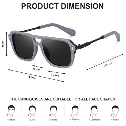 Irayz Premium Rectangular Sunglasses for Men | Stylish Full Frame Fashion Eyewear