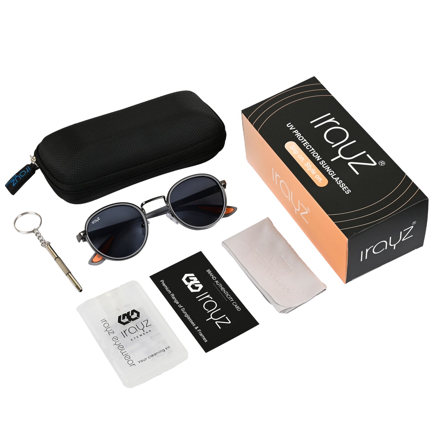 Irayz Round Sunglasses | Premium UV400 Protection - Grey Clear