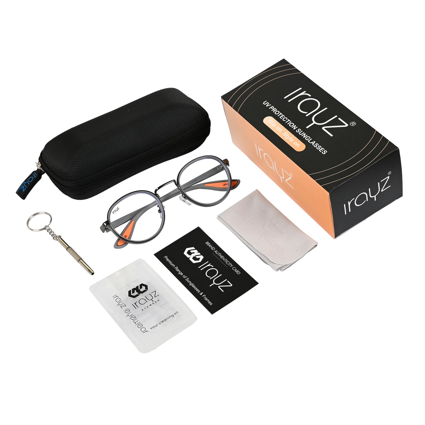 Irayz Round Sunglasses | Premium UV400 Protection - Grey Clear