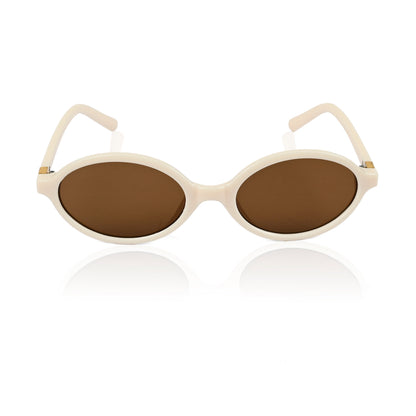 Retro Round Sunglasses for Men & Women - Milky Brown