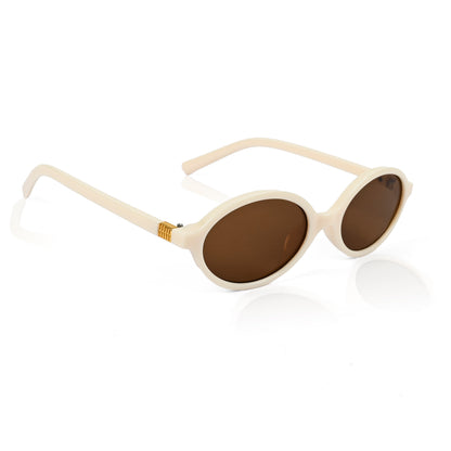 Retro Round Sunglasses for Men & Women - Milky Brown