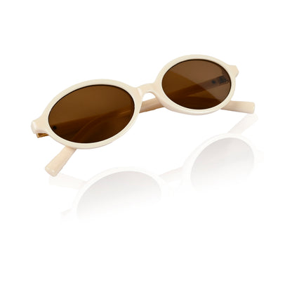 Retro Round Sunglasses for Men & Women - Milky Brown