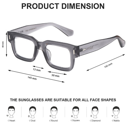 Irayz Premium Rectangular Sunglasses for Men | Stylish Full Frame Fashion Eyewear - Opaque Clear