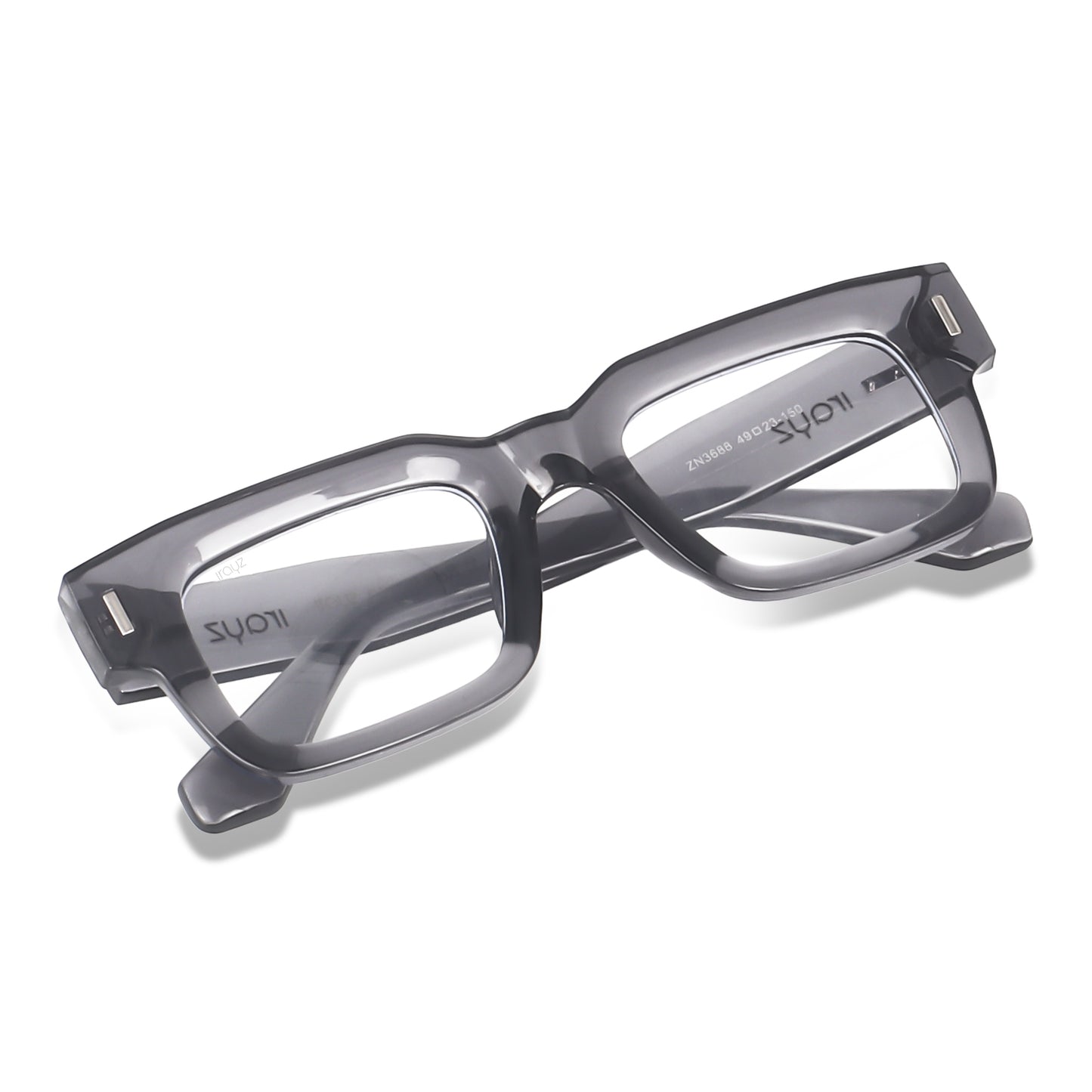 Irayz Premium Rectangular Sunglasses for Men | Stylish Full Frame Fashion Eyewear - Opaque Clear