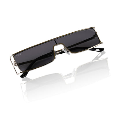 Retro Rectangular Rimless-Style Sunglasses for Men and Women (Silver)