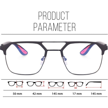 Irayz Premium Rectangular Eyeglasses for Men | Stylish Full Rim Metal Frame