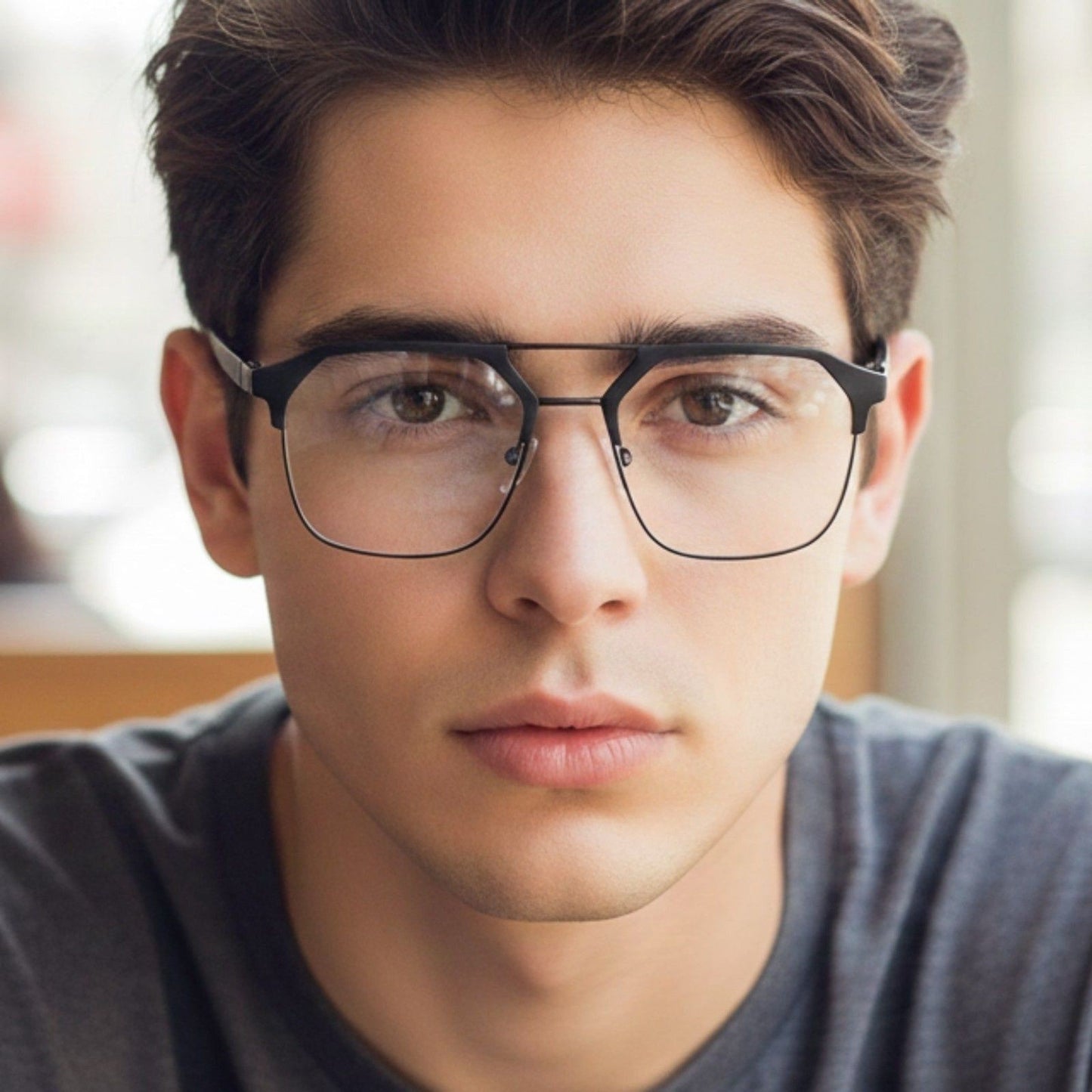 Irayz Premium Rectangular Eyeglasses for Men | Stylish Full Rim Metal Frame