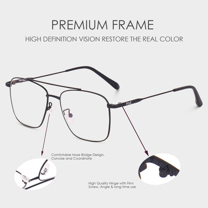 Irayz Premium Square Eyeglasses for Men | Stylish Full Rim Metal Frame