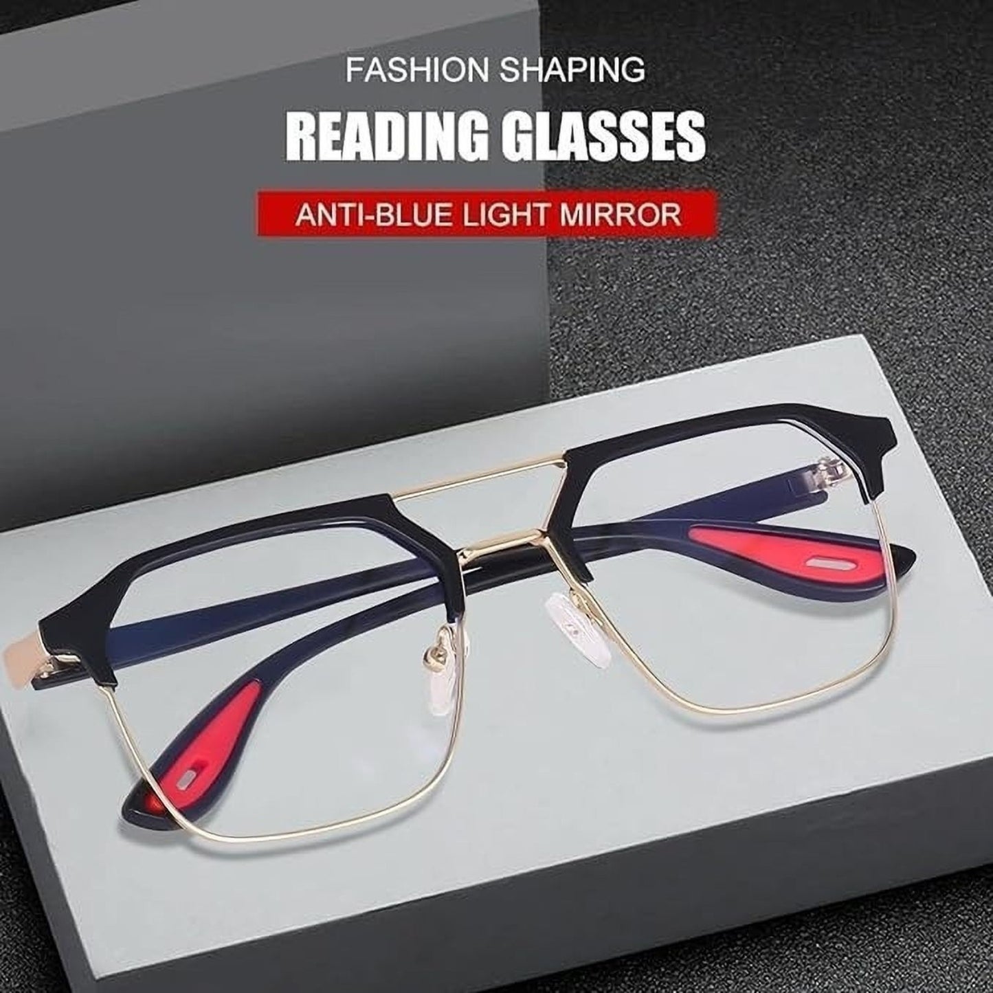 Irayz Premium Rectangular Eyeglasses for Men | Stylish Full Rim Metal Frame