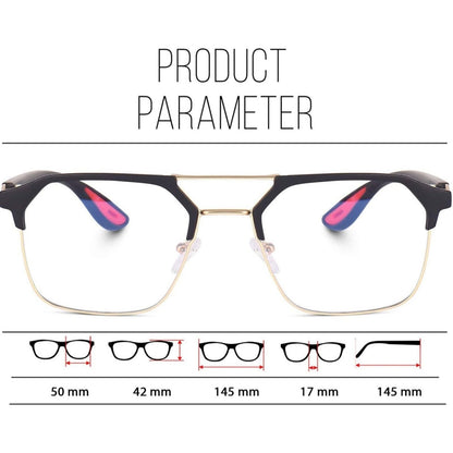 Irayz Premium Rectangular Eyeglasses for Men | Stylish Full Rim Metal Frame