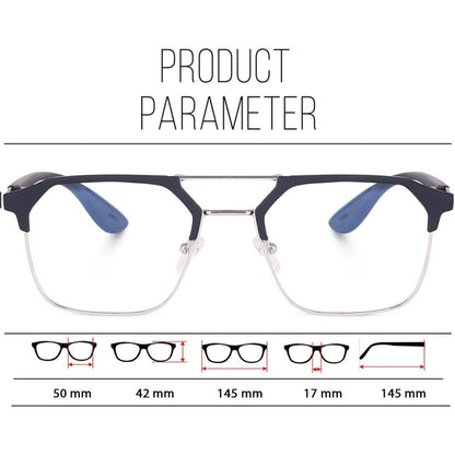 Irayz Premium Rectangular Eyeglasses for Men | Stylish Full Rim Metal Frame