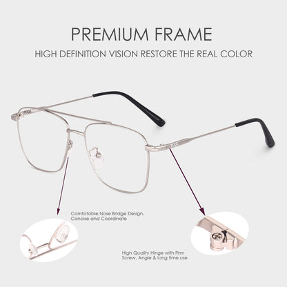 Irayz Premium Square Eyeglasses for Men | Stylish Full Rim Metal Frame