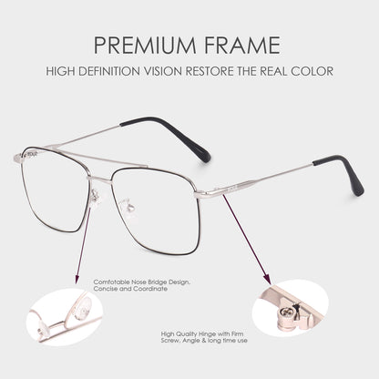 Irayz Premium Square Eyeglasses for Men | Stylish Full Rim Metal Frame