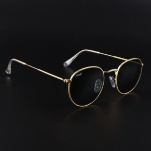Classic Round Gold & Black Sunglasses – UV Protection Retro Metal Frame Shades for Men & Women