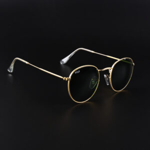 Classic Round Gold & Green Sunglasses – UV Protection Retro Metal Frame Shades for Men & Women