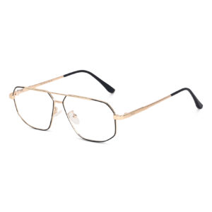 Irayz® Classic Square Computer Glasses for Men & Women | Lightweight Gold & Black Metal Frame with Clear Lenses