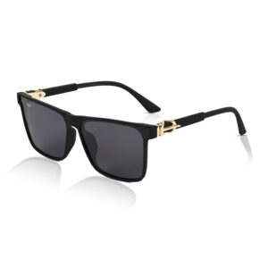 Irayz® Premium Polarized Square Sunglasses for Men | Stylish UV Protection Eyewear with Golden Metal Accents