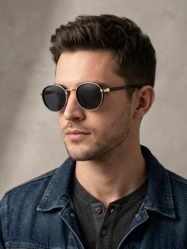 GLD-BLK(41) Irayz Classic Round Sunglasses - Gold Black
